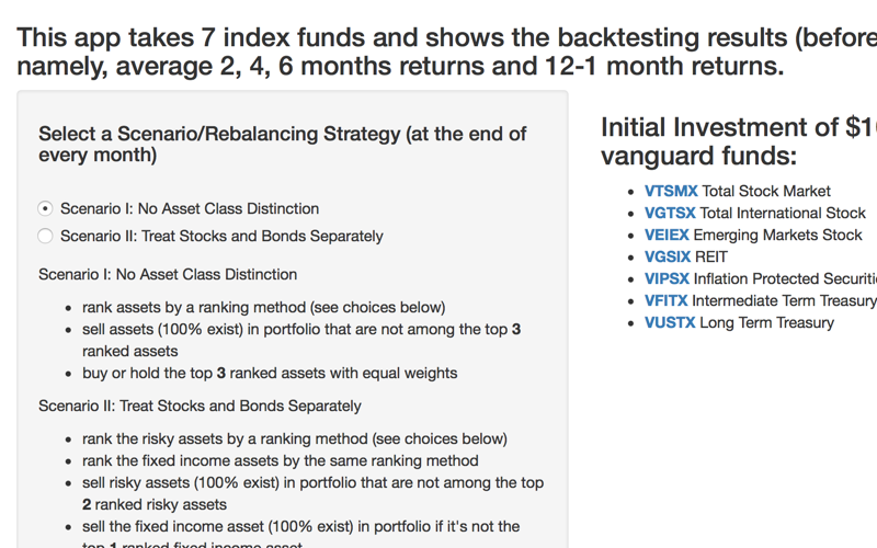 Backtest Portfolio Dynamic rebalancing strategies Demo